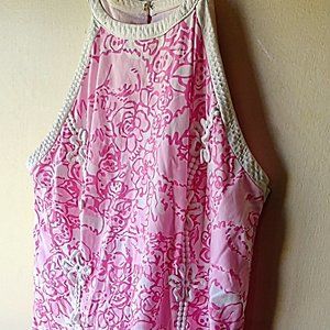 Lilli Pulitzer Pink Floral Hand Painted Dress - Size 10